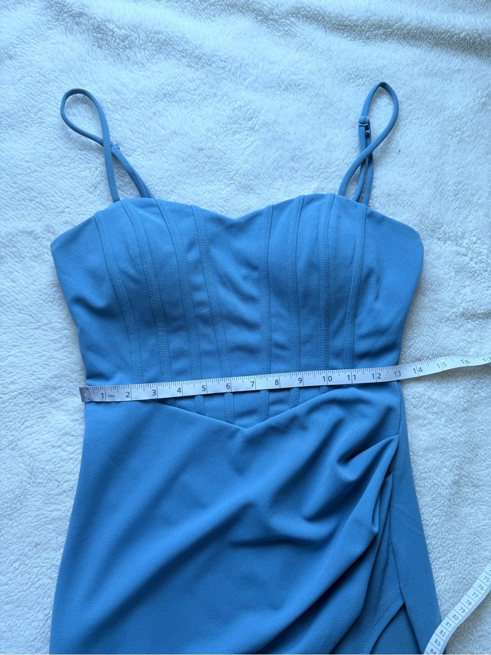 Blue Ruched Bodycon Mini Dress - Picture 5 of 9